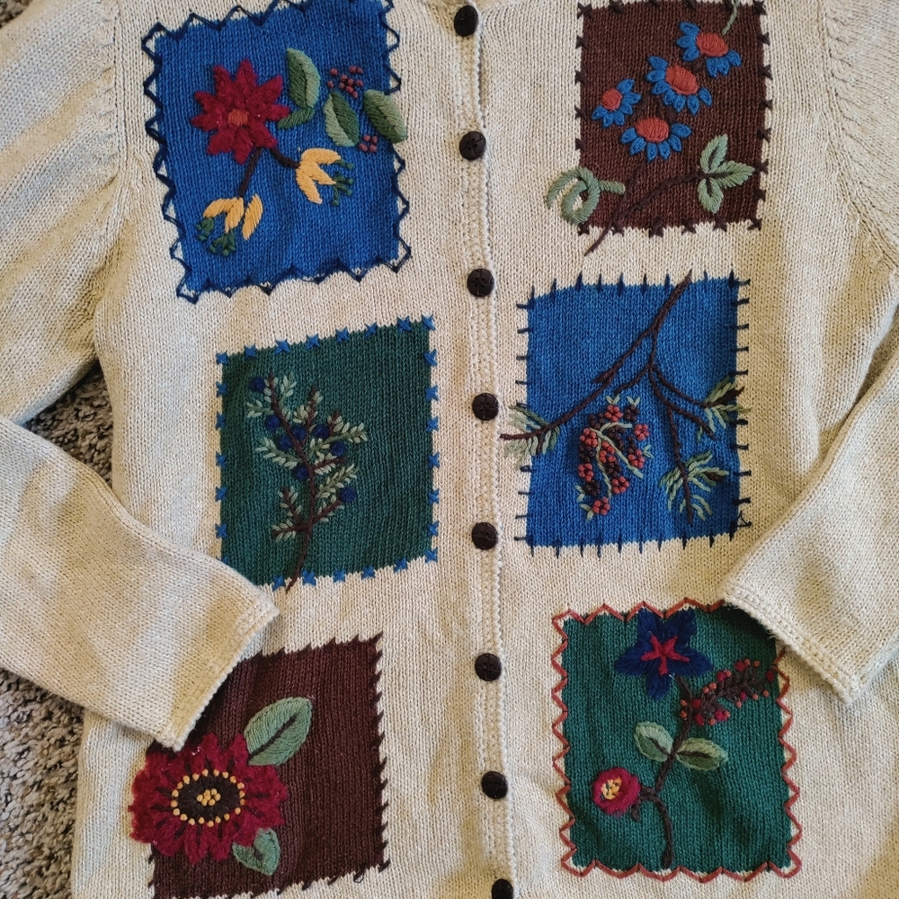 Vintage Classic Elements Patchwork Knit Sweater B… - image 5